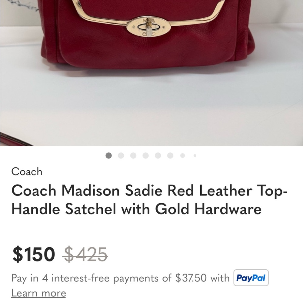 Coach Madison Sadie red top handle satchel - Picture 12 of 12